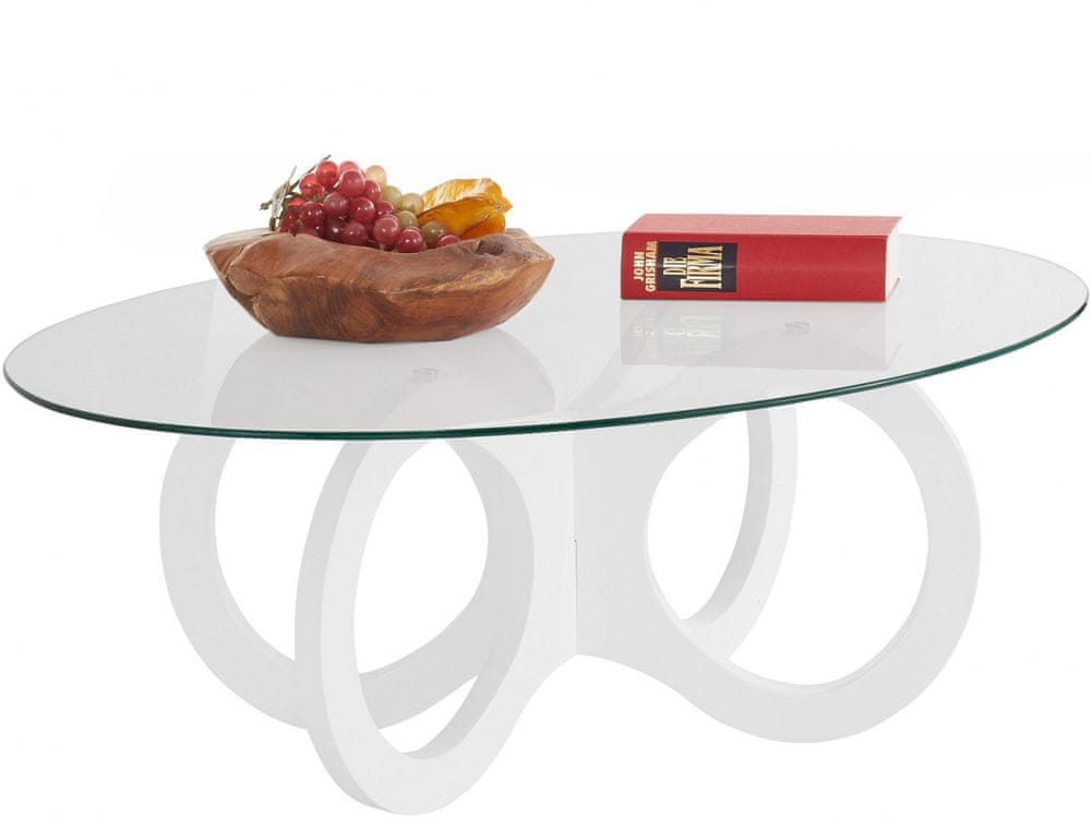 Danish Style Konferenčný stolík Ritto, 110 cm, číra/biela